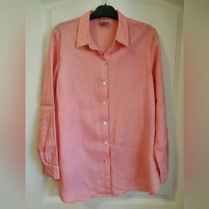 J. Jill pink button down linen blouse size S